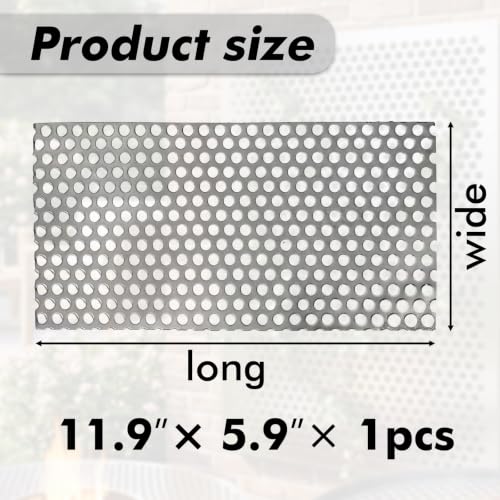 Perforated Stainless Steel Sheet, 19GA expanded Metal mesh 0.2" Aperture (About 5mm), 304 Stainless Steel Mesh Panel, Flue Ventilation, Filtration, Speaker Grille(1pcs 11.9'' x 5.9'' Rectangle) - color: 1pcs 11.9'' x 5.9'' Rectangle