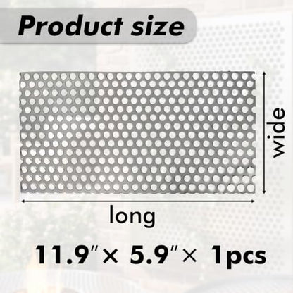 Perforated Stainless Steel Sheet, 19GA expanded Metal mesh 0.2" Aperture (About 5mm), 304 Stainless Steel Mesh Panel, Flue Ventilation, Filtration, Speaker Grille(1pcs 11.9'' x 5.9'' Rectangle) - color: 1pcs 11.9'' x 5.9'' Rectangle