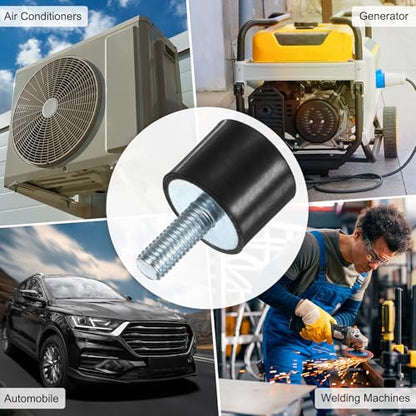 M METERXITY 4-Pack Rubber Mounts D25mmxH20mm Male Vibration Isolators Cylindrical Shock Absorber W M8 x 20mm Studs for Air Compressor/Car/Pump/Boat/Garage Motor/Bobbins Rubber Isolators - size: M8 x 20mm, 25mm x 20mm
