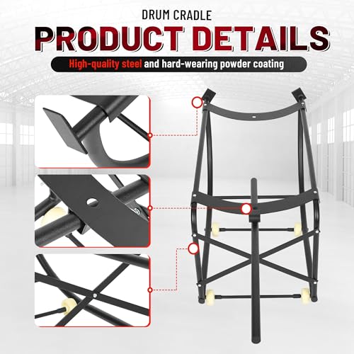 KUAFU 55 Gallon Drum Cradle 600lbs Drums Dolly Cart Drum Dispensing Stand