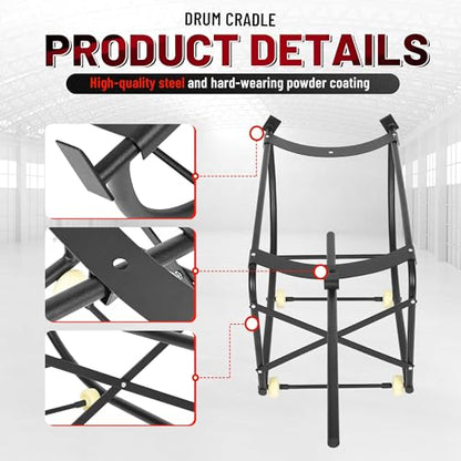 KUAFU 55 Gallon Drum Cradle 600lbs Drums Dolly Cart Drum Dispensing Stand