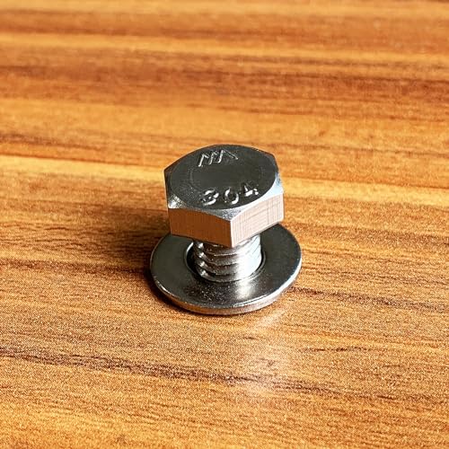 Mywish (10 Sets) 3/8-16x3/4 Hex Head Assorted Screws Nuts and Bolts with Flat & Lock Washers, 304 Stainless Steel 18-8, Fully Threaded, 5/16 Bolt Metric Bolt Assortment - size: 3/8-16 x 3/4 (10 set)