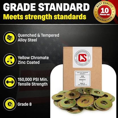 Chenango Supply 5/8" Grade 8 Flat Washers - size: 5/8 Flat Washer