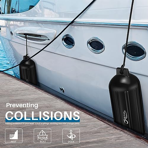 4 Pack 8.5 x 27 Inches Boat Fenders Bumpers for Docking - color: Obsidian Black