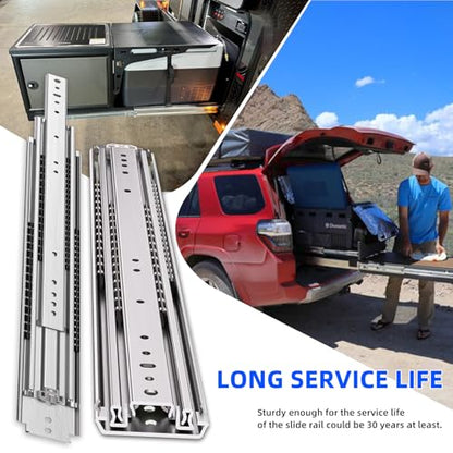 SLIDEWAY 500Lbs Heavy Duty Drawer Slides 18" Full Extension Long Rails - color: W:76mm-500LBS(without lock), size: 18 Inch