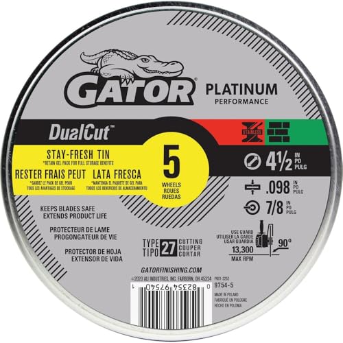 Gator DualCut Type 27 Metal Cut-Off-Wheel, 4-1/2" x .098" x 7/8", 5 Pack - size: DualCut .098"