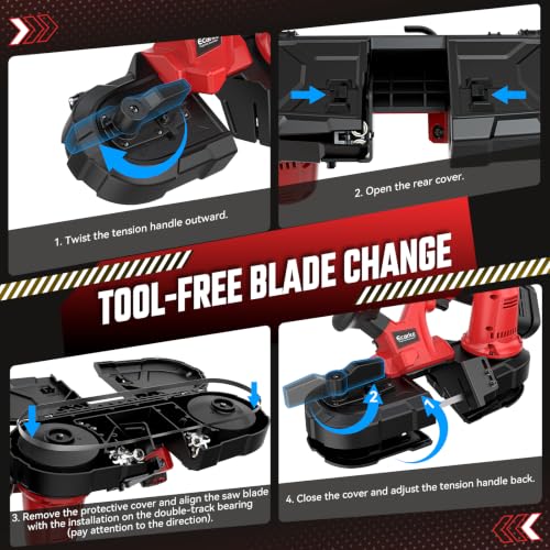 2-1/2" Cordless Band Saw Compatible with Milwaukee 18V Battery (Tool Only) - color: Red