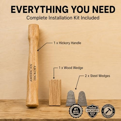1 Sledge Hammer Handle Replacement for 2–4 lb Made of American Hickory Wood - style: 1 pack