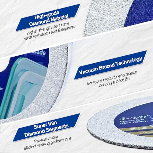 SHDIATOOL Diamond Glass Cutting Disc 5-Inch Saw Blade, Ultra-Thin Cut Off Wheel for Tile Ceramic Porcelain Marble 125mm (5 of Pack) - size: 5inch/125mm
