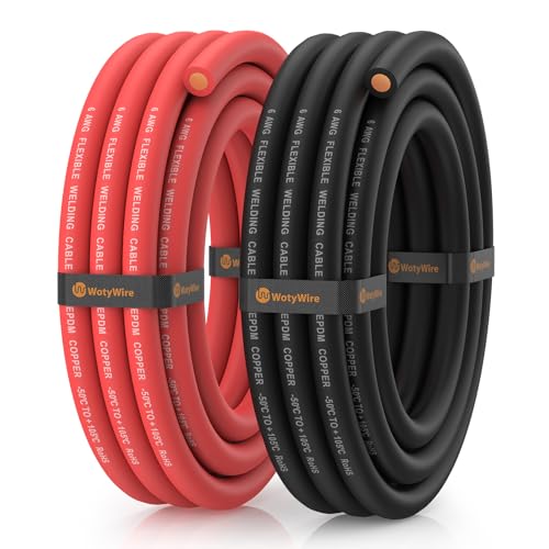 6 Gauge Wire Heavy Duty Battery Cable, 10FT Red + 10FT Black - color: 6awg, size: 10ft