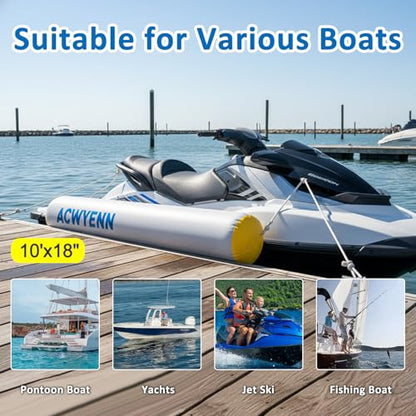 Inflatable Large Boat Dock Bumpers and Fenders for Docking - size: 10'x18" Grey-Yellow