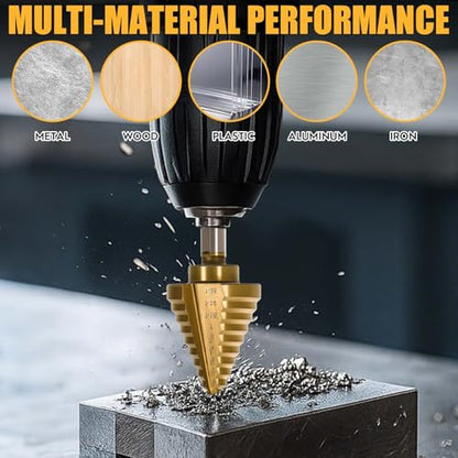 Titanium Step Drill Bit - 4241 HSS Step Bit with Two Straight Grooved - color: 1Pcs Straight