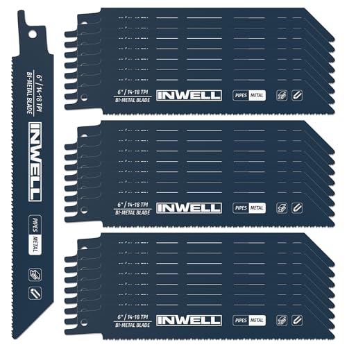 6 Inch Reciprocating Saw Blades, 14/18 TPI Bi-Metal for Metal Cutting, 25-Pack Durable Reciprocating Blades - color: 6inch 25pcs