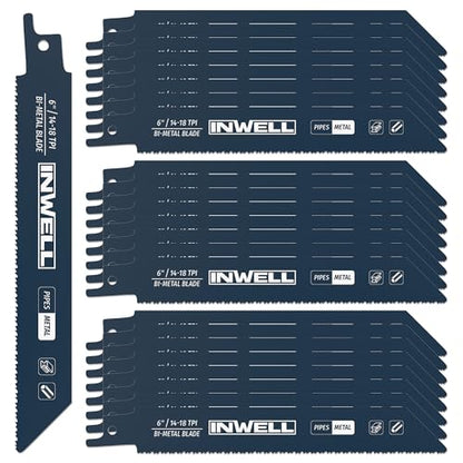 6 Inch Reciprocating Saw Blades, 14/18 TPI Bi-Metal for Metal Cutting, 25-Pack Durable Reciprocating Blades - color: 6inch 25pcs