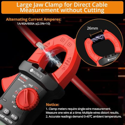 Neoteck Clamp Meter 4000 Counts Amp Meter for AC Current AC/DC Voltage 600A
