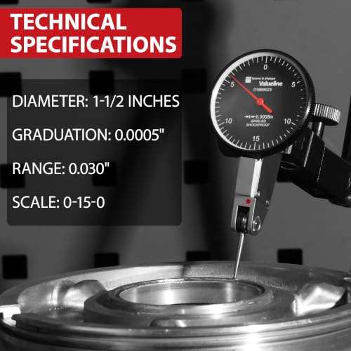 Brown & Sharpe Dial Test Indicator, 0.0005" Graduation, 0.030" Range