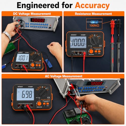 Megohmmeter 1000V Megaohm Meter, AIOMEST Insulation Resistance Tester VC60B - color: orange