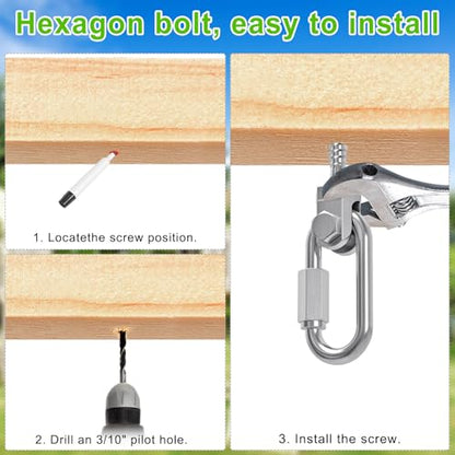 SELEWARE Heavy Duty Swing Hanger, 6 Pack Porch Swing Hardware - color: O (5 Inch, 6 Pack)