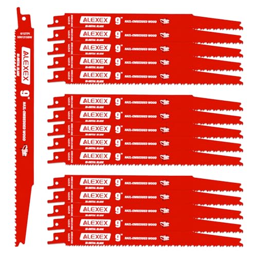 15 Pack 9 Inch 6/12 TPI Reciprocating Saw Blades for Nail-Embedded Wood - size: 9 Inch 6/12TPI