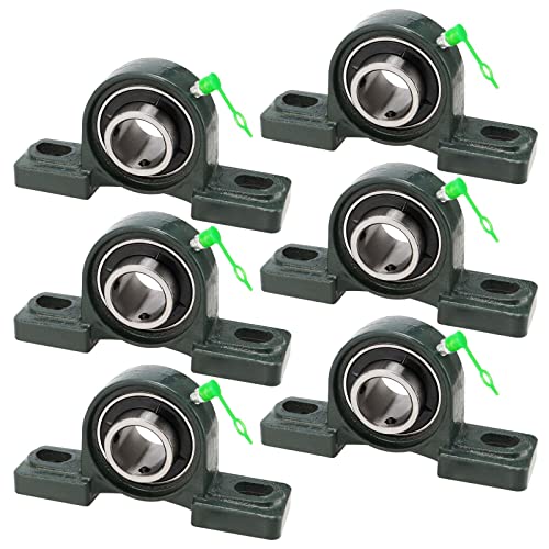SOUJAP 6 PCS UCP205-16 1 Inch Pillow Block Bearings, Heavy Duty Pillow Block Mounted Ball Bearing with Solid Cast Iron Base, Set Screw Lock