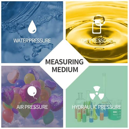 160psi Silicone Oil Pressure Gauge for Water Oil Air Pressure Test in Water Pump, Tire, Large Air Compressor, Well Pump, RV Regulator, 2-1/2" Stainless Steel Case, Lower Mount 1/4" NPT - size: 0-160 Psi, style: Lower Mount
