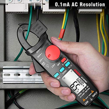 BSIDE DC Current Clamp Meter 6000 Counts Digital Multimeter Amp Continuity Ohm Hz Live Check V-Alert Voltage Tester with Back Clip