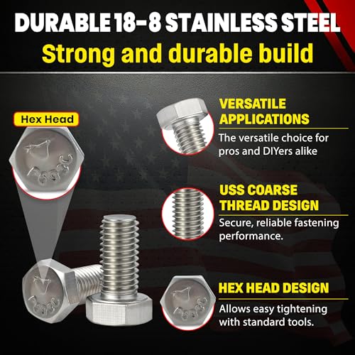 Chenango Supply 3/8-16 x 3/4" Stainless Steel Hex Head Bolts - size: 3/8-16 X 3/4"