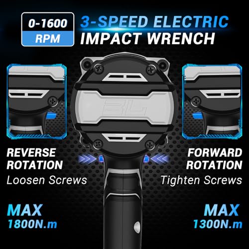 DEKOPRO Cordless Impact Wrench 20V 3/4" High Torque Power Electric Impact Gun with 5 Sockets 2 Batteries, 1300Ft-lbs(1800N.m) for Vehicle Assembly, Equipment Maintenance, Building Construction