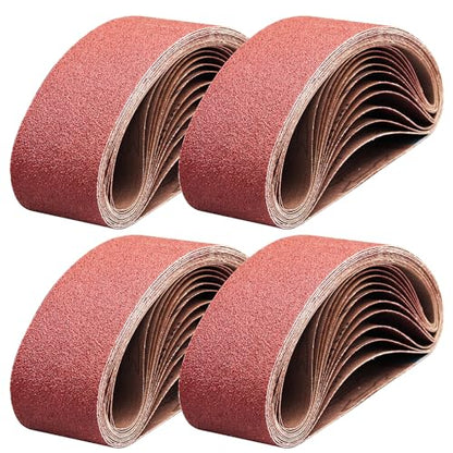 3x18-Inch Aluminum Oxide Sanding Belts, 6Each of 40 80 120 240 Grit, 24 Pcs - size: 3x18 inch