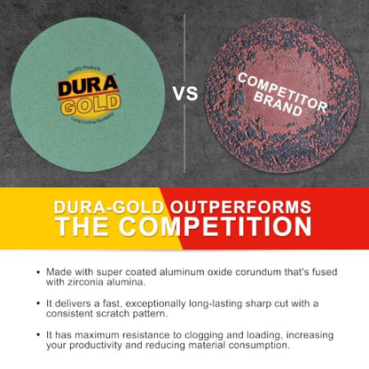 Dura-Gold 5" Green Film Sanding Discs, 80 Grit, Box of 50, Hook & Loop - size: 80-Grit
