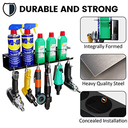 UNITEDPOWER Pneumatic Tool Holder/Aerosol Rack Combo, Wall Mounted Spray Can Bottle Holder, Air tool organizer, for Garage and Workspace, 5 Cans and 6 slots - style: Air Tool Holder-Basic