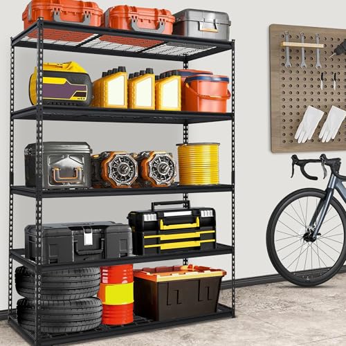 GarveeTech Heavy Duty Garage Shelving Unit, 60 in L x 24 in W x 78 in H Adjustable Storage Shelves, 2500 LBS Load Capacity, Durable Metal Shelves for Garage Organization, Basement, Workshop - color: Black, size: 60 in L x 24 in D x 78 in H