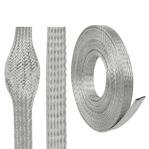 Wire Shielding Sleeve Tinned Copper Ground Strap 5/16" ID (1/2 inch-8ft) - size: 1/2 inch - 8ft