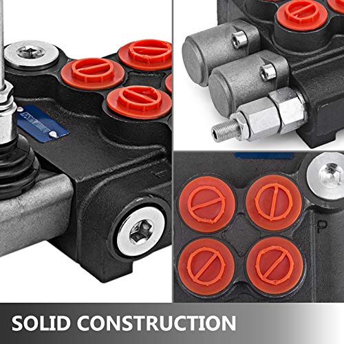 Vevor 2 Spool Hydraulic Directional Control Valve Double Acting Control Valve 11 GPM 3600 PSI SAE Port for Tractors Loaders Tanks Black