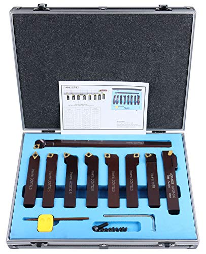 Accusize 3/4 in Shank Indexable Carbide Turning Tool Set, 2988-0034 - size: 9 Inserts, for Steel