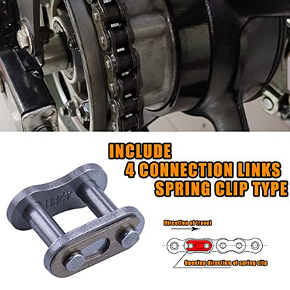 428H Motorcycle Chain+ Chain Breaker,122-links Heavy Duty Drive Chain - size: 122