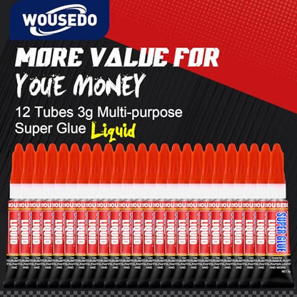 12 X 3g Super Glue Liquid, Fast Drying All-Purpose Cyanoacrylate(CA) Glue - size: Liquid