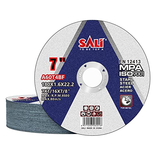 SALI 25 Pack Cut Off Wheels 7 Inch General Purpose Metal Cutting Wheel for 7" Grinders- Cutting Disc Aggressive Cutting 7" x 1/16" x 7/8" Operating Up to RPM 8500 and 80 M/S