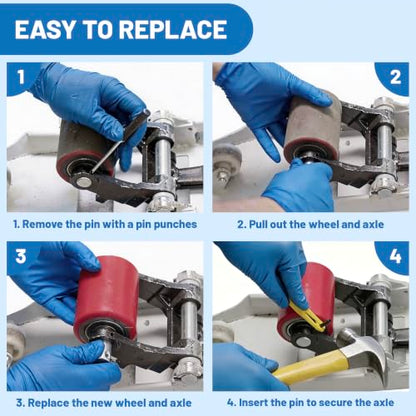 1 Pair Pallet Jack Wheels Replacement Kit, 3"x3.75" PU Load Rollers,Red - color: Red-1 Pair