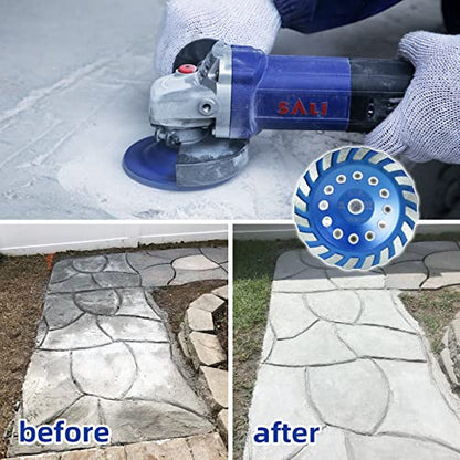 SALI Diamond Concrete Grinding Wheel 7 inch for Polishing and Cleaning Stone Concrete Surface, Cement, Marble, Rock, Granite, and Thinset Removing, Angle Grinder Segment Wheels Cup 180 * 22.2 MM