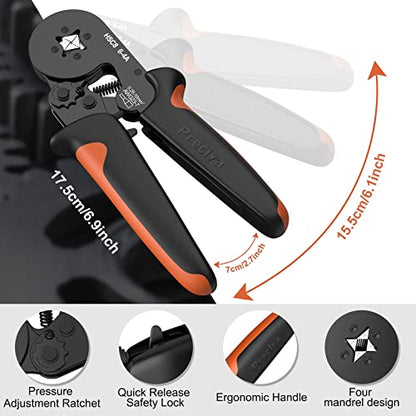 Preciva Ferrule Crimping Tool with 2000Pcs Wire Connectors, AWG23-7 - color: Orange
