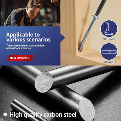 Pocket Hole Screws #8 x 2-1/2" (206Pcs) 2lb. Carbon Steel, Zinc Plated, Washer Head, Coarse Thread, Square Drive,150MM Drive Bit Included - color: Zinc Plated, size: #8 x 2-1/2"