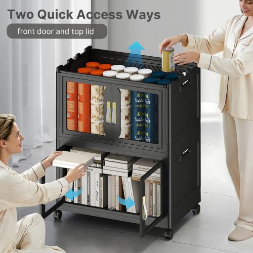 UAMFURI Stackable Storage Bins with Lids, 96QT Extra Large Storage Cabinet - color: Black