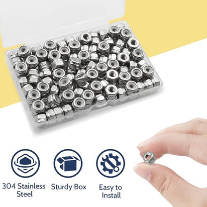 #6-32 Lock Nut, 190Pcs Stainless Steel Nylock Insert Locking Nuts - size: #6-32, 190 Pack