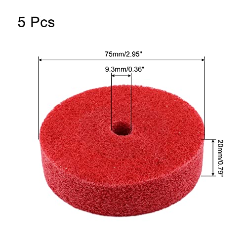 5Pcs Nylon Fiber Polishing Buffing Wheels 75mm/3" Deburring Wheel for Grinder Buffing Machine, Polishing Disc Wheel, Red - style: 3", 5Pcs, Red