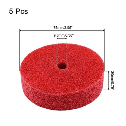 5Pcs Nylon Fiber Polishing Buffing Wheels 75mm/3" Deburring Wheel for Grinder Buffing Machine, Polishing Disc Wheel, Red - style: 3", 5Pcs, Red