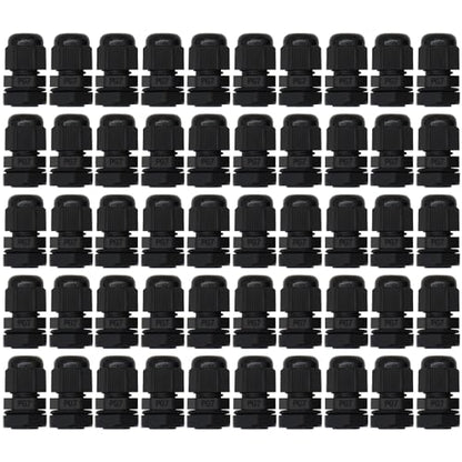 MAKERELE PG7 Nylon Cable Gland IP68 Waterproof, 3.1-6.6mm, 50 Pack, Black - size: PG7/50PCS/BAG