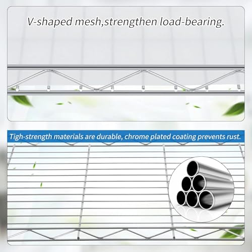 Meet perfect 4-Tier Wire Shelving Unit, 600 lb, 18x12x44 in, Chrome - color: Chrome, size: 4-Tier, 44"H × 18"W × 12"D