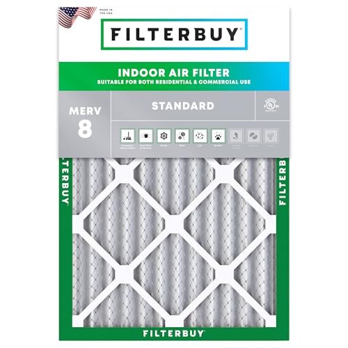 Filterbuy 8x14x2 Air Filter MERV 8 Dust & Allergy Defense (1-Pack) - size: 8x14x2