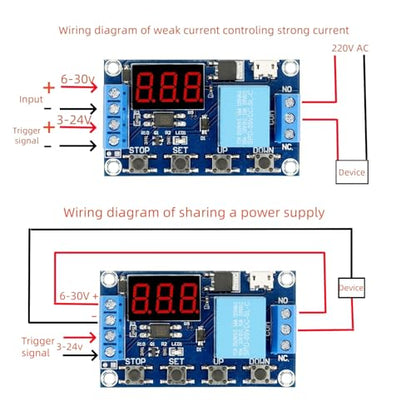 3Pcs 6-30V Timer Relay Module Programmable Delay
